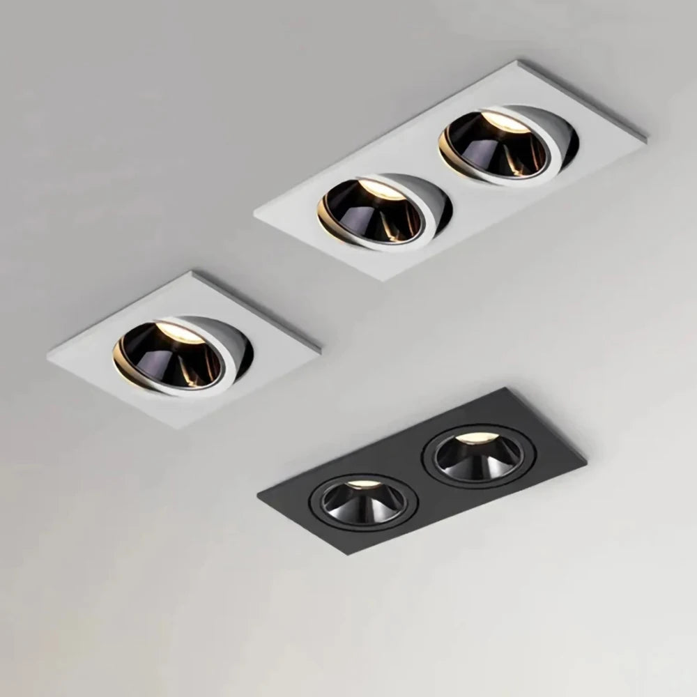 Dimmable Anti-Glare Square COB LED Recessed Downlight 9W 12W 15W Dual Head Option 85-265V