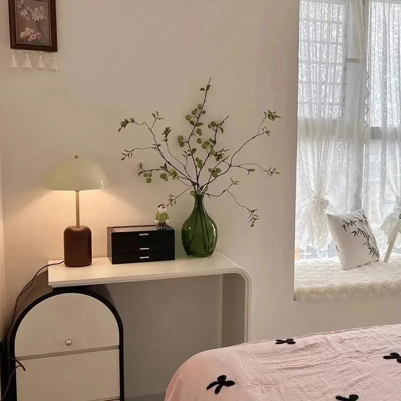 Vintage French Style Table Lamp E14 Iron ABS Shade Button Switch AC 90-260V Study Bedroom