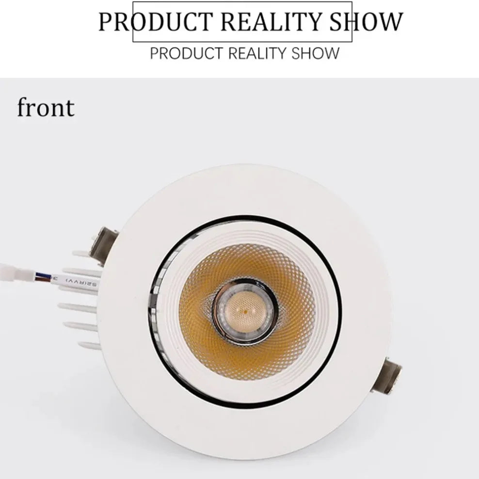 360-Degree Adjustable COB LED Recessed Downlight 10W 20W 30W 40W AC 85-265V Gimbal