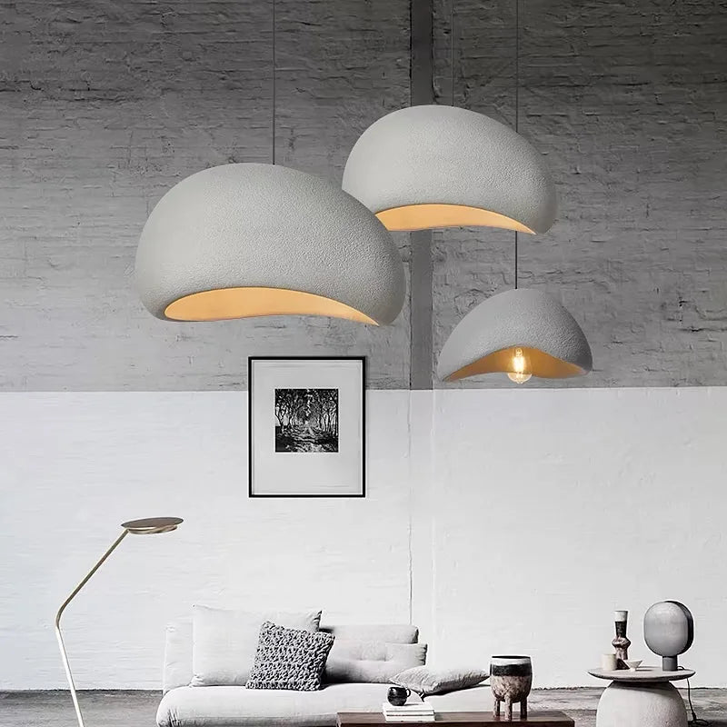 Nordic Wabi Sabi Pendant Light G9 Handmade Polystyrene Chandelier White Grey 90-260V
