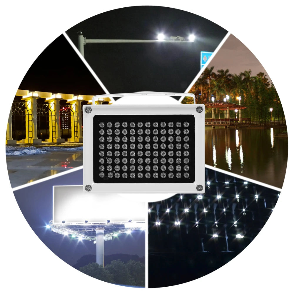 96-LED 850nm IR Infrared Illuminator 12W 10-60m CCTV Night Vision IP65 Auto DC 12V Aluminum