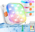 IP68 Rechargeable LED Submersible Pool Light 13 RGBW LEDs 16 Colors RF Remote 200FT Range Timer 2000mAh USB Magnetic Charging 2 Pack