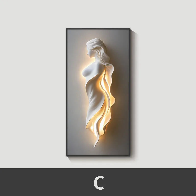 Modern Abstract Painting LED Wall Lamp Crystal Dimmable Remote AC 90-260V Living Room