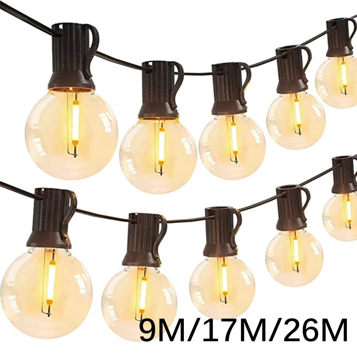 G40 LED Globe String Lights IP44 0.6W/Bulb 9m-26m Warm White 3000K AC 110V 220V Connectable