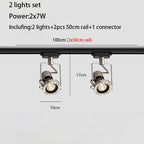 Industrial LED Track Light Set 3-4 Lights Brushed Nickel Aluminum AC 110-240V 5-Year Warranty