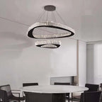 Modern Crystal LED Chandelier Stainless Steel Polished Cord Pendant Remote Control Dimmable AC 90-265V Villa Living Room Staircase