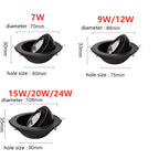 Dimmable 360-Degree Rotating COB LED Recessed Downlight 7W 9W 12W 15W 20W 24W 85-265V
