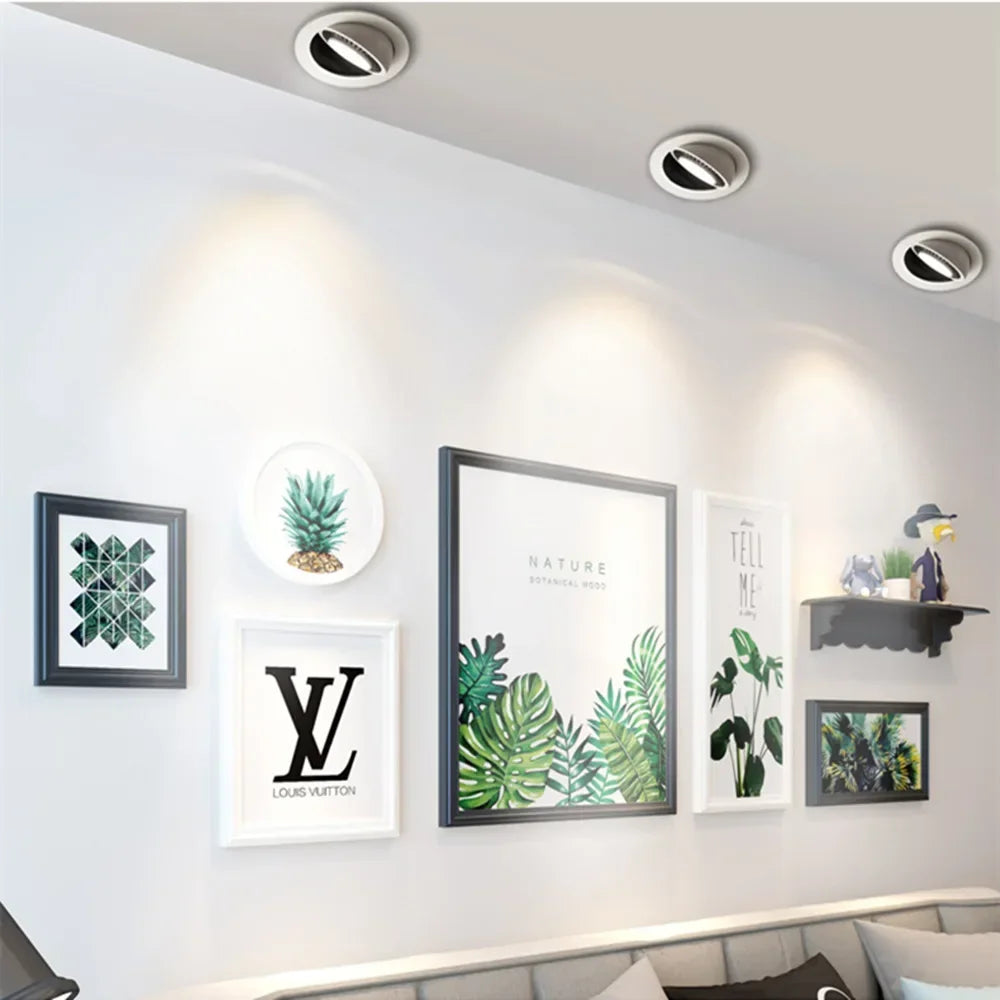 5W-18W Angle-Adjustable COB LED Recessed Downlight 360° Epistar CRI 90+ 110lm/W AC 85-265V