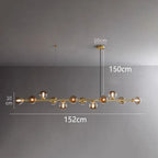 Modern Multi-Head Glass Pendant Chandelier 8 10 12 Heads 72-106W 4-Mode AC 90-240V