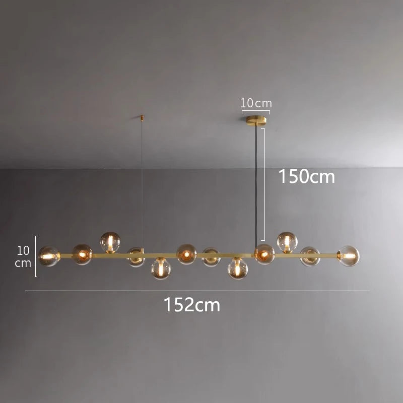 Modern Multi-Head Glass Pendant Chandelier 8 10 12 Heads 72-106W 4-Mode AC 90-240V