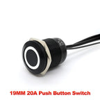 IP66 Waterproof Stainless Steel Push Button Switch 19mm 22mm 20A Momentary or Latching LED 12V 24V 110V 220V 20cm Wire 5 Colors