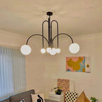 Nordic Minimalist G9 Pendant Chandelier Iron Frosted Glass Black Gold Red 90-260V