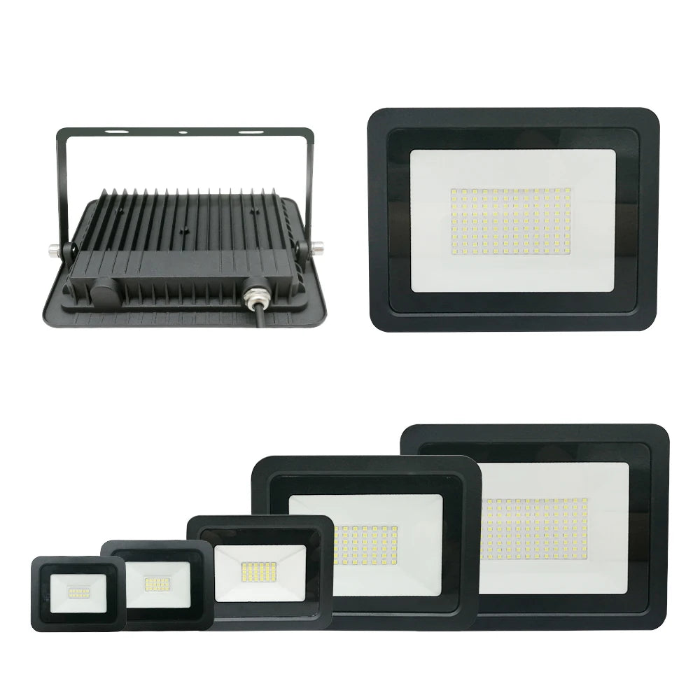 LED Flood Light 10W 20W 30W 50W 100W IP68 120° AC 110-240V Die-Cast Aluminum Black Shell