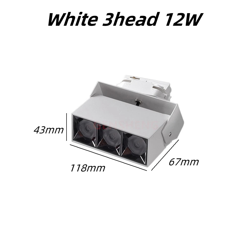 Dimmable LED Track Spotlight 12W-40W Epistar CRI 90+ 110lm/W 3-CCT AC 90-260V Aluminum