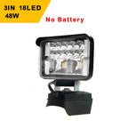 LED Work Light 3 4 5 8 Inch Rotating Cordless 3030 LED Aluminum Dewalt 18V Battery