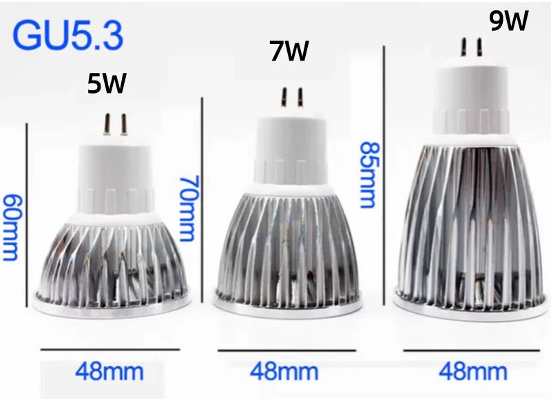 10-Pack COB LED Spotlight 5W 7W 9W GU10 MR16 E27 E14 CRI 85+ 90lm/W 60° AC 85-265V 3-Color