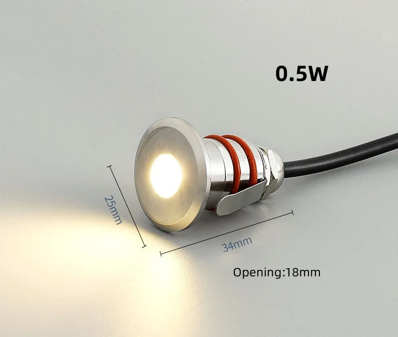 Mini IP68 LED Underwater Spotlight Stainless Steel DC 12-24V RGB 7-Color Auto Pool Garden