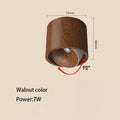 Wood Grain COB LED Surface Mounted Ceiling Spotlight 7W 12W 90 Degree Adjustable Aluminum AC 85-265V Walnut Log Wood 3000K 4000K 6000K