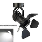 Industrial Vintage E27 Ceiling Spotlight with Barn Door Flippers Metal Bamboo AC 110-240V