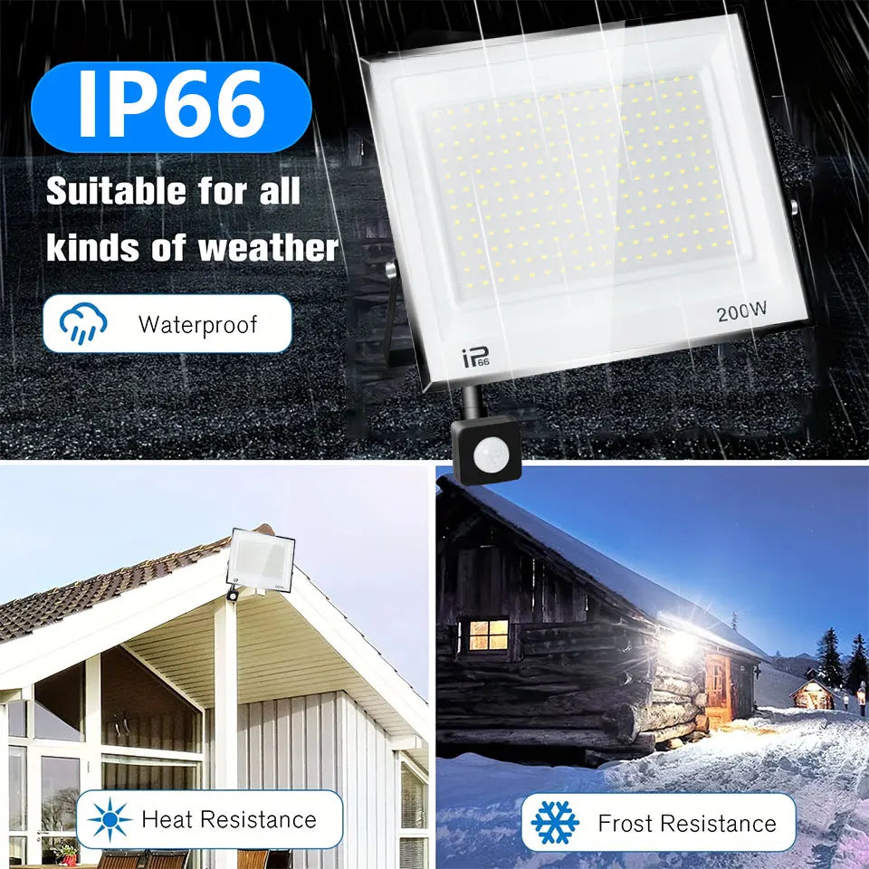 IP66 PIR Motion Sensor LED Flood Light 20W 30W 50W 70W 100W 150W 200W 300W Die Cast Aluminum AC 100-130V or 175-265V Outdoor Garden Security