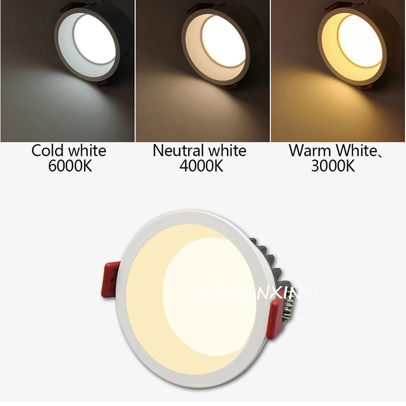 Anti-Glare COB LED Recessed Ceiling Downlight 5W 7W 9W 12W Aluminum CREE Chip