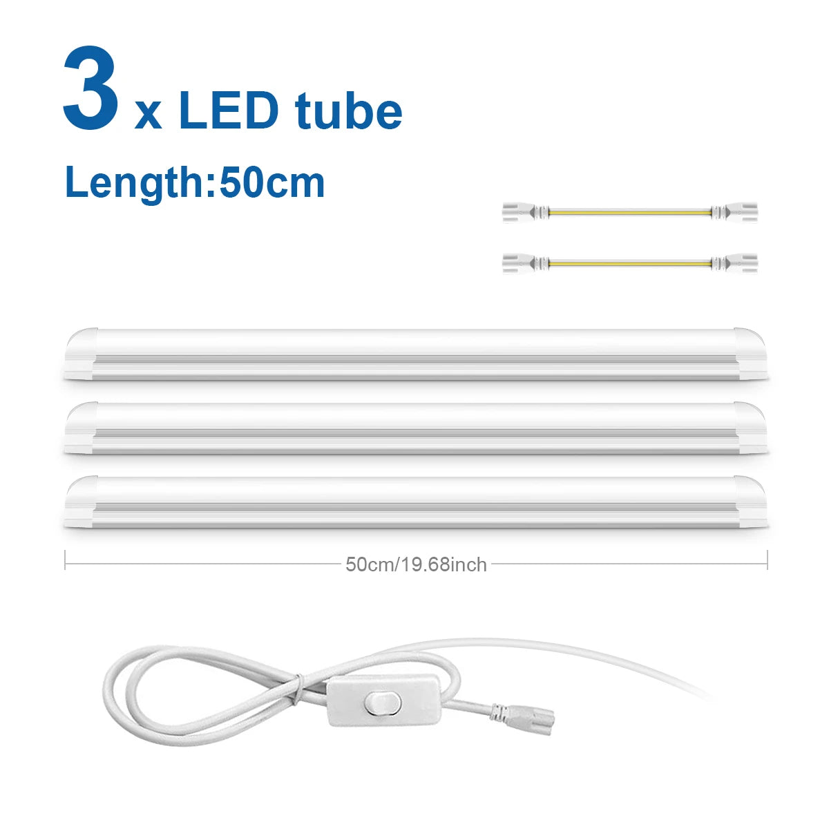 25W T8 LED Tube 50cm SMD2835 120° CRI 80+ AC 85-265V Warm Neutral Cool White Aluminum