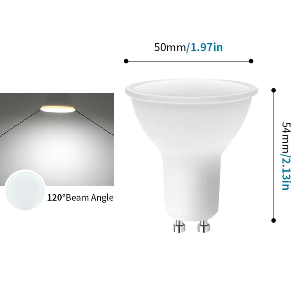 GU10 LED Spotlight Bulb SMD 2835 3W 6W 9W 12W 38 or 120 Degree Beam Angle CRI 80 AC 220V Energy Saving