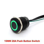 IP66 Waterproof Stainless Steel Push Button Switch 19mm 22mm 20A Momentary or Latching LED 12V 24V 110V 220V 20cm Wire 5 Colors