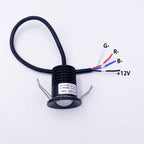 IP65 RGB Mini LED Recessed Spotlight 3W DC 12V 27mm Cutout 30 Degree Brushed Stainless Aluminum PWM Dimmable Stair Ceiling RV