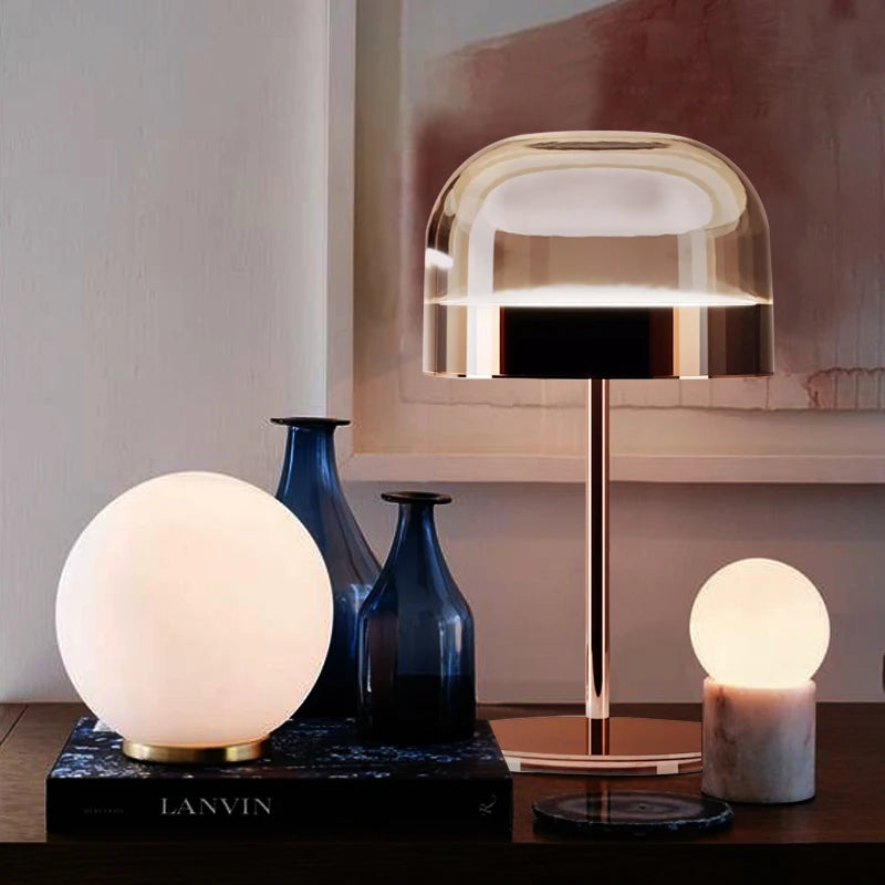 Post-Modern Italian Style Glass Table Lamp Iron Touch Switch AC 100-240V 3-5m² Bedroom