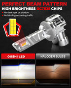H27 881 LED Headlight Bulb 8-SMD7535 20000lm 6500K Turbo Fan DC 12V No Polarity 2-Pack