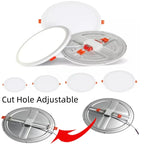 Ultra-Thin LED Recessed Panel Downlight 6W 8W 15W 20W Adjustable Cutout 50-210mm 85-265V