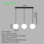 Frosted Acrylic Ball Pendant Light Milky White E27 8-35cm 100cm Cord AC 110-240V Scandinavian