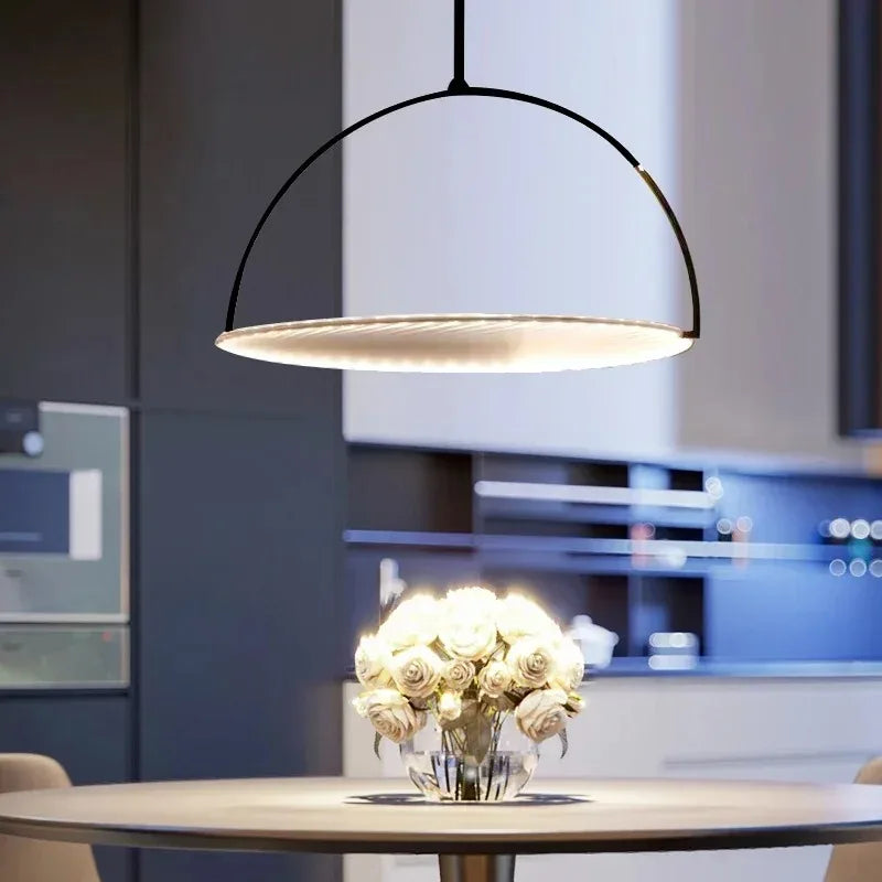 Nordic Fabric Pendant Light Creative Art Dining Table Restaurant Iron Polished Chrome 90-260V
