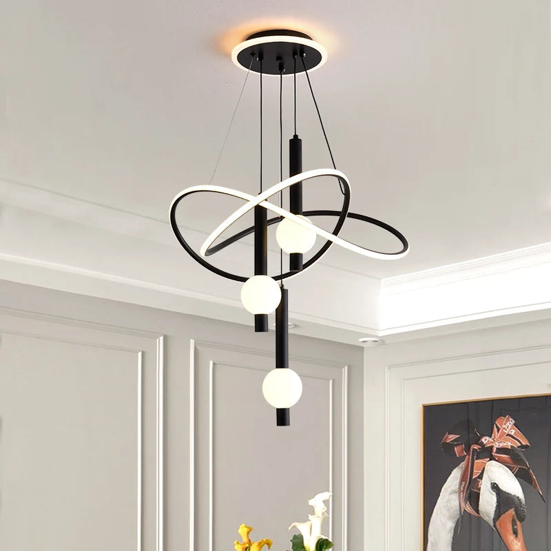 Modern 3D Acrylic LED Pendant Chandelier 75W 2200lm Dual-Mode Dimmable 50cm AC 90-240V