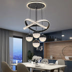Modern LED Chandelier Iron Acrylic Semi Flush Mount 400mm Up and Down Shadeless AC 110-260V Black Gold Dining Room Living Room