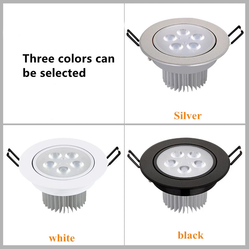 Dimmable Round LED Recessed Ceiling Downlight 3W 4W 5W 7W 9W 12W 18W AC85-265V