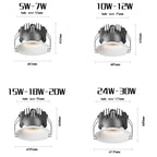 LED Recessed Downlight Epistar CRI 98+ 110lm/W 3-Beam 24-36-55° Dimmable AC 90-260V 5-Year