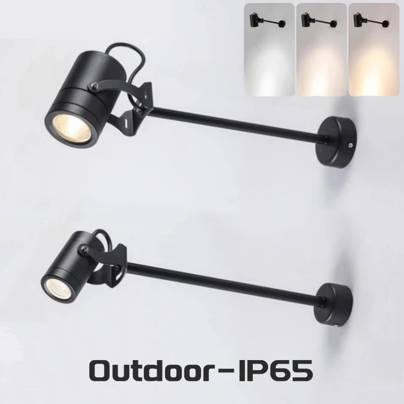 Outdoor Long Arm COB LED Wall Light 10W 15W 20W IP65 Waterproof Aluminum Baked Finish AC 85-265V Porch Entrance Signboard
