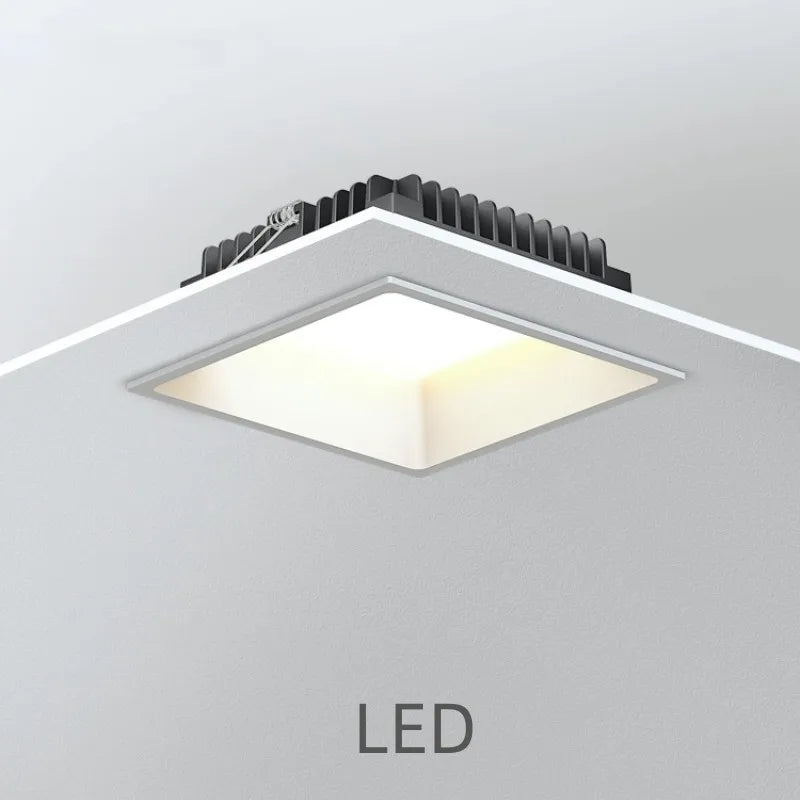Dimmable Epistar LED Square Panel Downlight 12W 18W 24W 100lm/W 180° AC 110-240V Black White