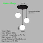 Frosted Acrylic Ball Pendant Light Milky White E27 8-35cm 100cm Cord AC 110-240V Scandinavian