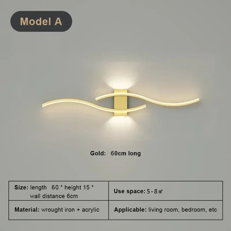 Modern LED Strip Wall Sconce 60cm 80cm Remote Control Up Down Light 90-260V