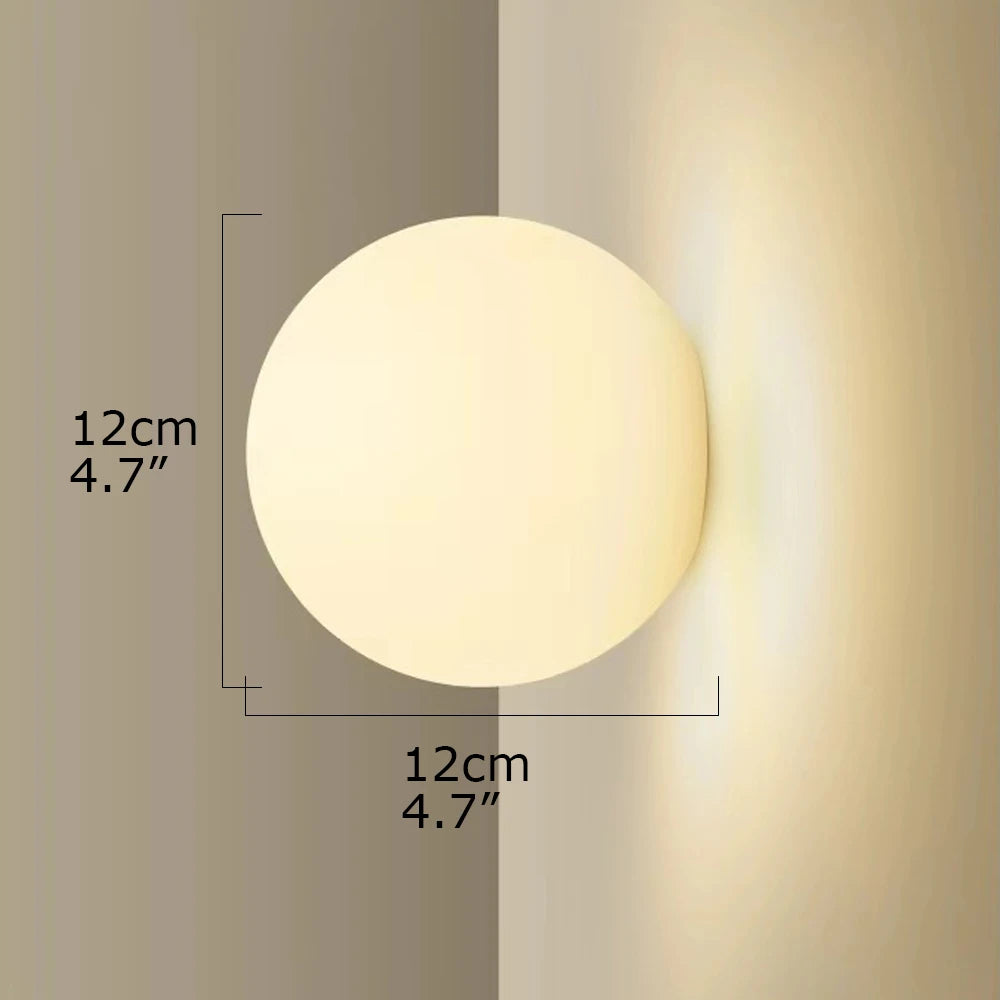 Modern Minimalist Glass Ball LED Wall Lamp Iron Dimmable AC 90-260V Bedroom Living Room