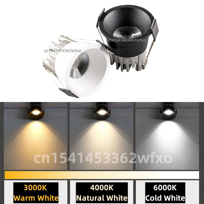 Dimmable Mini COB LED Recessed Downlight 3W 5W 7W 10W 40° IP44 110V 220V