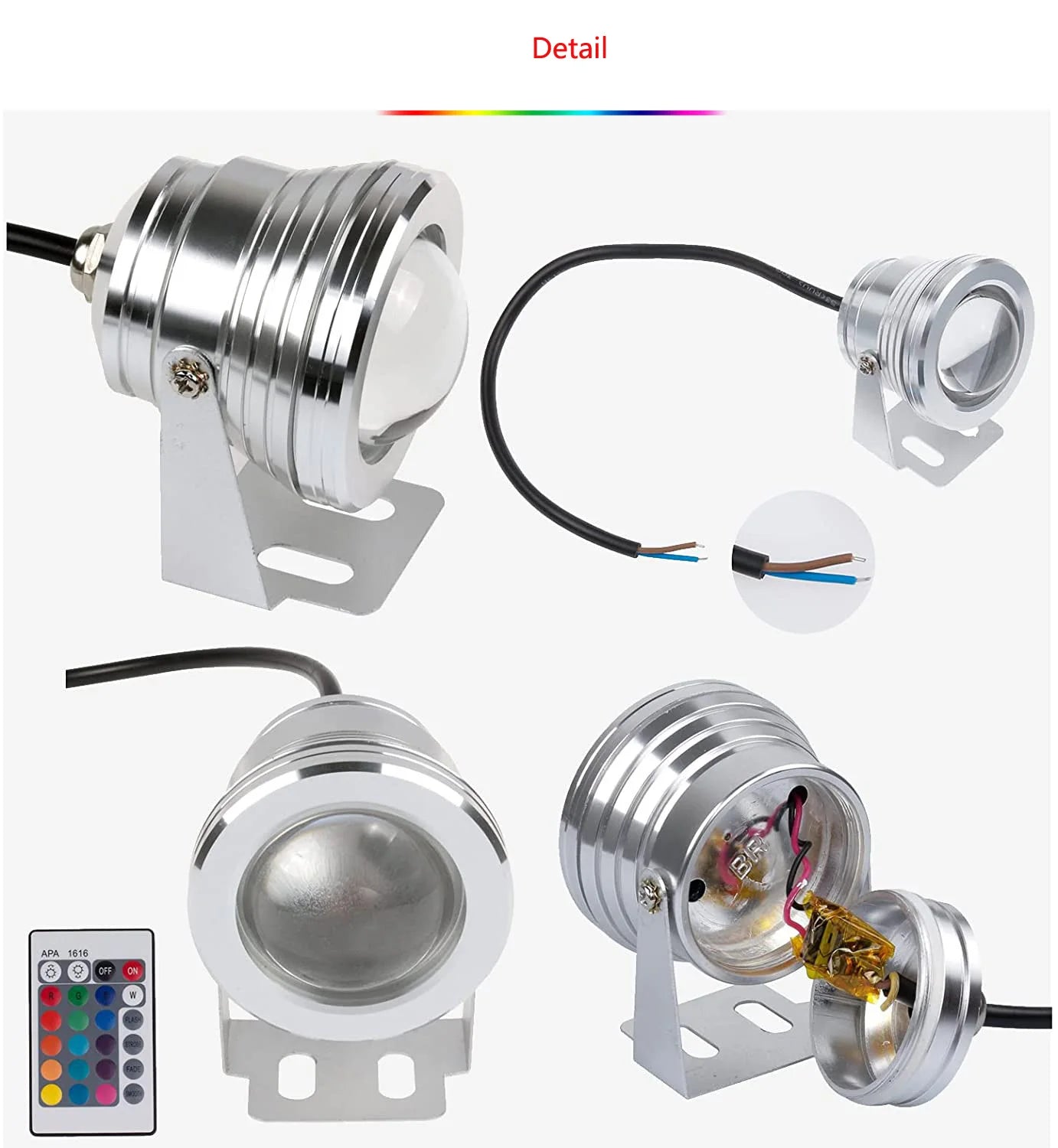 10W IP67 LED Underwater Pool Spotlight RGB White Warm White AC 85-265V DC 12V 60°/120°