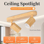 Wood Grain GU10 LED Ceiling Spotlight 25W Max 350 Degree Horizontal 90 Degree Vertical Adjustable AC 85-265V Single or Double Head Foyer Bedroom Kitchen