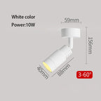 3°-60° Zoom LED Surface Mounted Spotlight Adjustable Beam Aluminum AC 90-260V 3-5m²