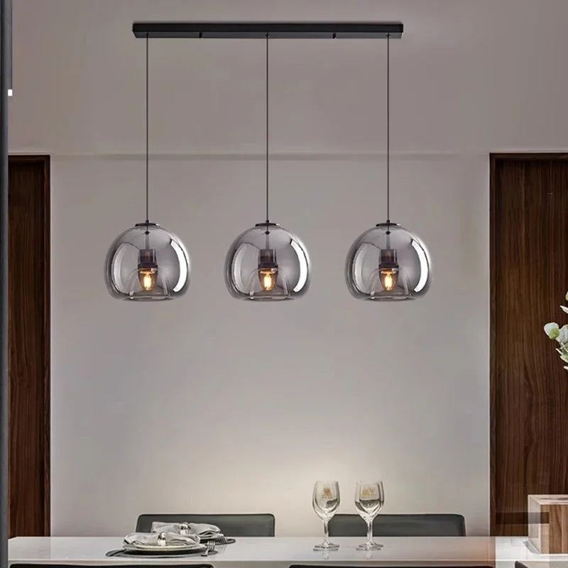 Modern Glass Ironware LED Pendant Chandelier 1 3 5 Heads 9-45W 3-Mode AC 90-240V