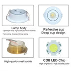 Mini COB LED Recessed Downlight DC 12V 3W 52mm Adjustable Drive Free IP44 Full Aluminum