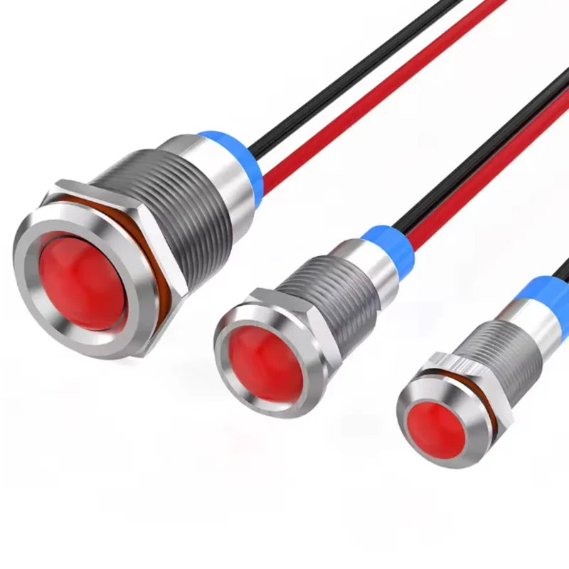 6mm LED Metal Indicator Light Waterproof Signal Lamp with Wire 6V 12V 24V 220V